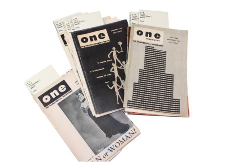 The first pro-gay magazine in the United States, published by One, Inc starting in 1953. Charges brought forth by the U.S. Postal Service against the magazine for obscenity resulted in the landmark free speech case  One, Inc. v. Olesen from the Supreme Court, upholding free speech protections for homosexual content.